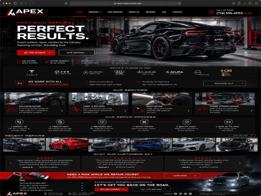 Apex Collision Center website concept