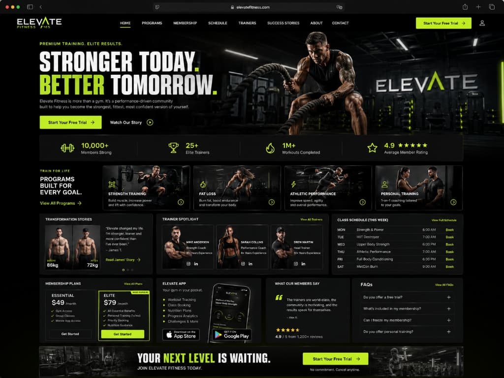 Elevate Fitness website concept