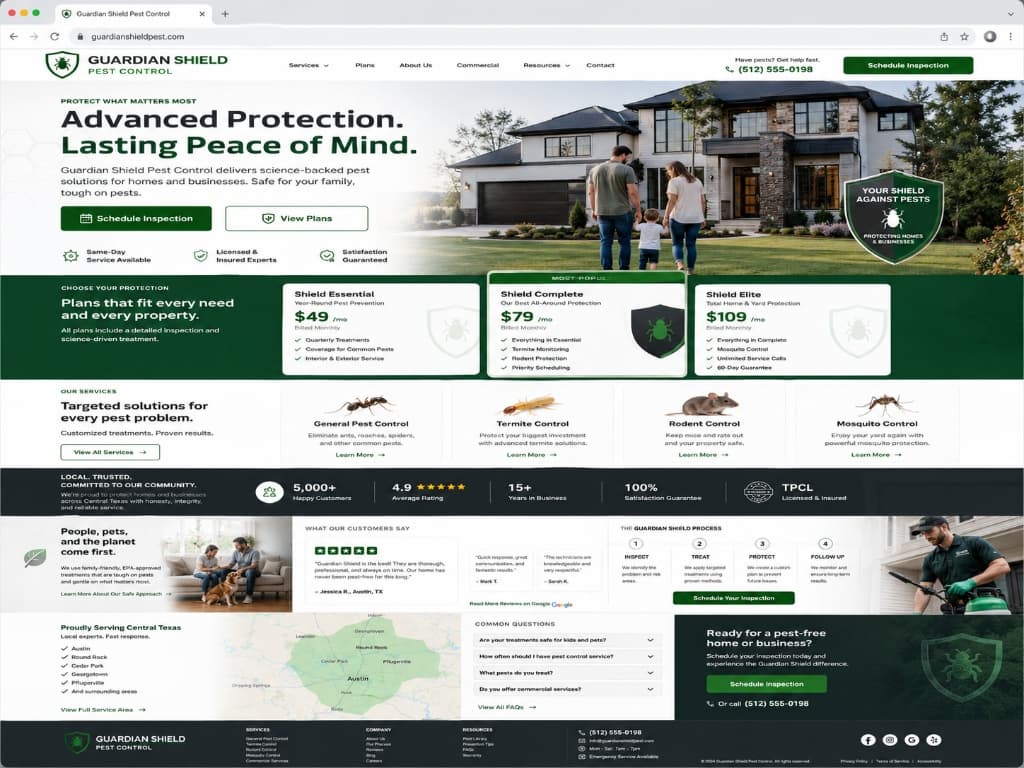 Guardian Shield Pest Control website concept