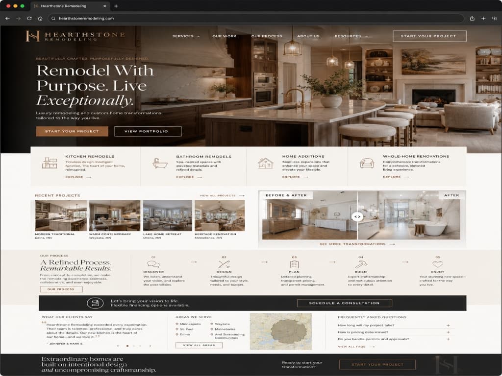 Hearthstone Remodeling website concept