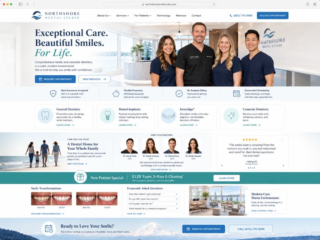 Northshore Dental Studio website concept