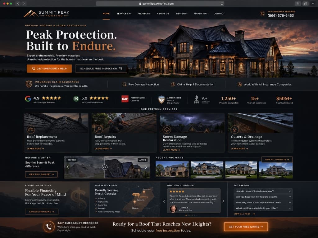 Summit Peak Roofing website concept